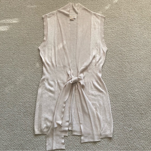 Michael by Michael Kors Sleeveless Long Cardigan Waist Tie Tan Size Small Soft - Picture 1 of 10
